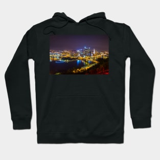 Pittsburgh CITYSCAPE view from Duquesne Incline After Dark 0998-A Hoodie